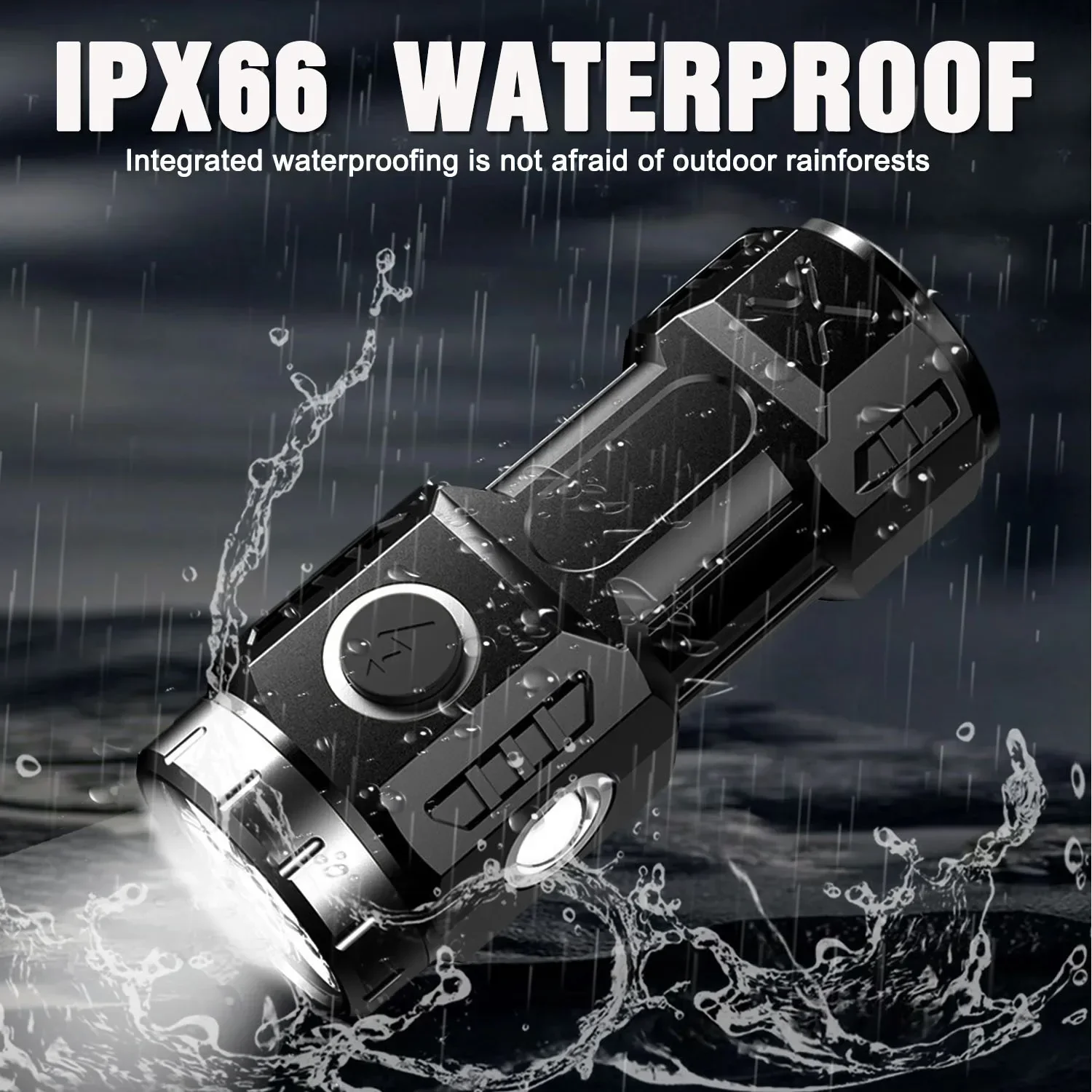 High Power 4/6/8*P35 LED Flashlight USB Rechargeable Flashlights Mini Torch with Tail Magnet Waterproof Work Light