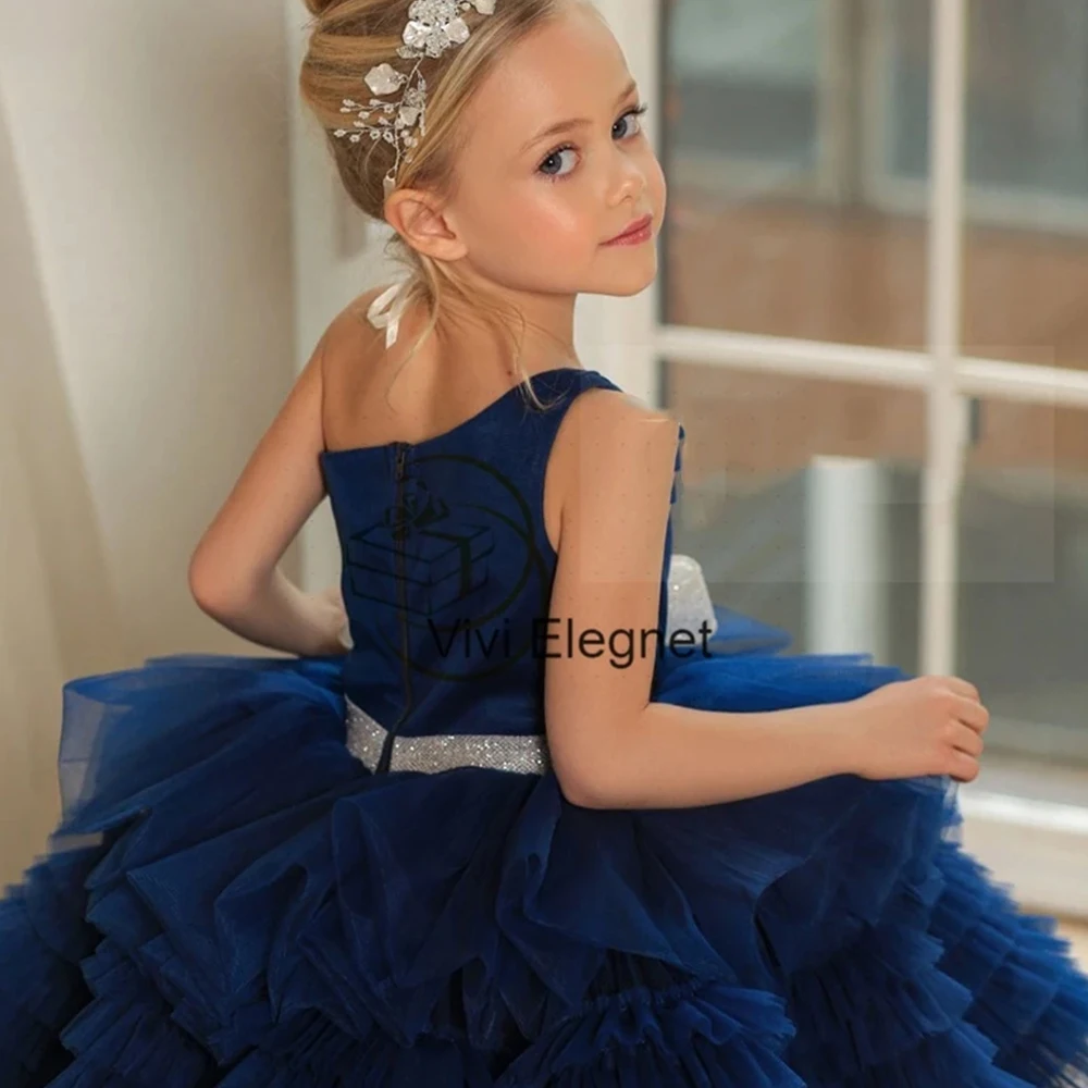 Green Strapless Flower Girls Dresses with Tiered 2024 Summer New Sleeveless Wedding Party Dresses with Bow فلور فتاة اللباس