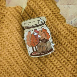 Jar of Autumn Enamel Pin | Fall Vibe Metal Badge| Nature Brooch | Fox Lapel Pins