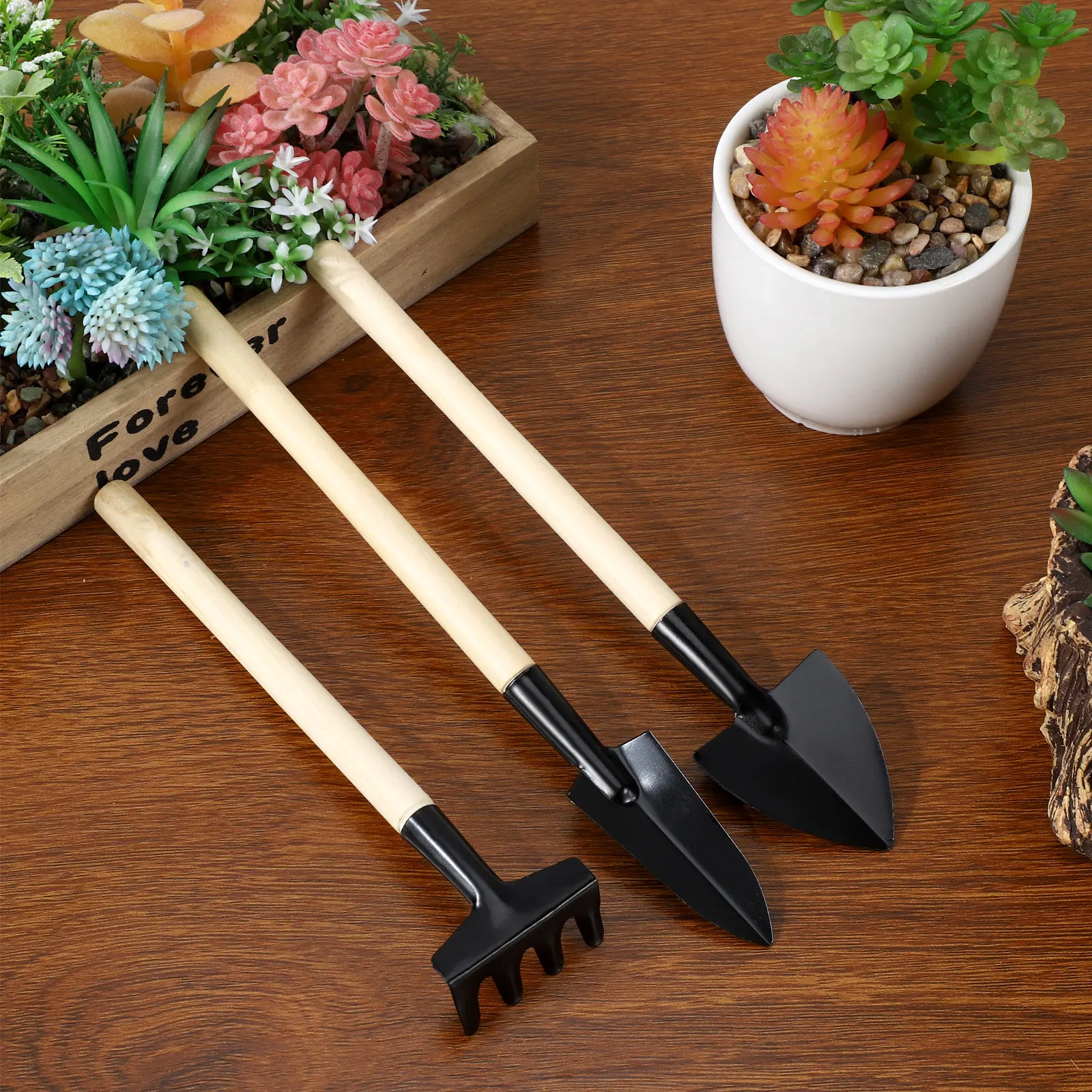 2個セットのミニガーデンツールキット。軽量で木製のハンドルが - Gardening Tools Trowel のレビューと価格
