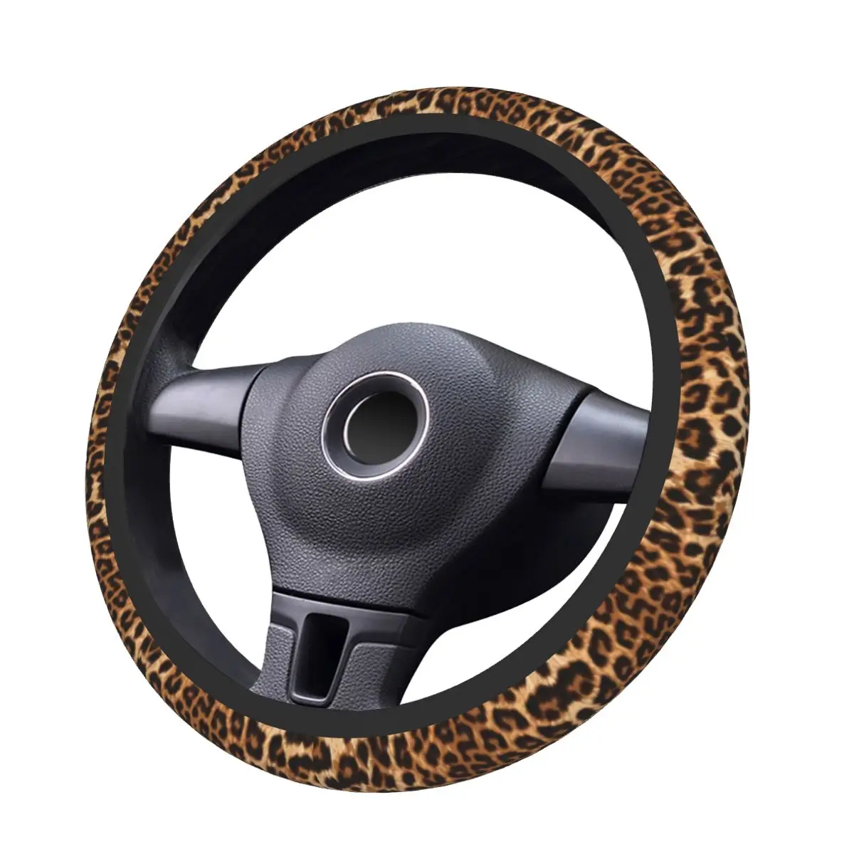 Cheetah Leopard Skin Print Steering Wheel Covers Universal 14.5-15 Inch Steering Wheel Protector Fit for SUV Car Accessories