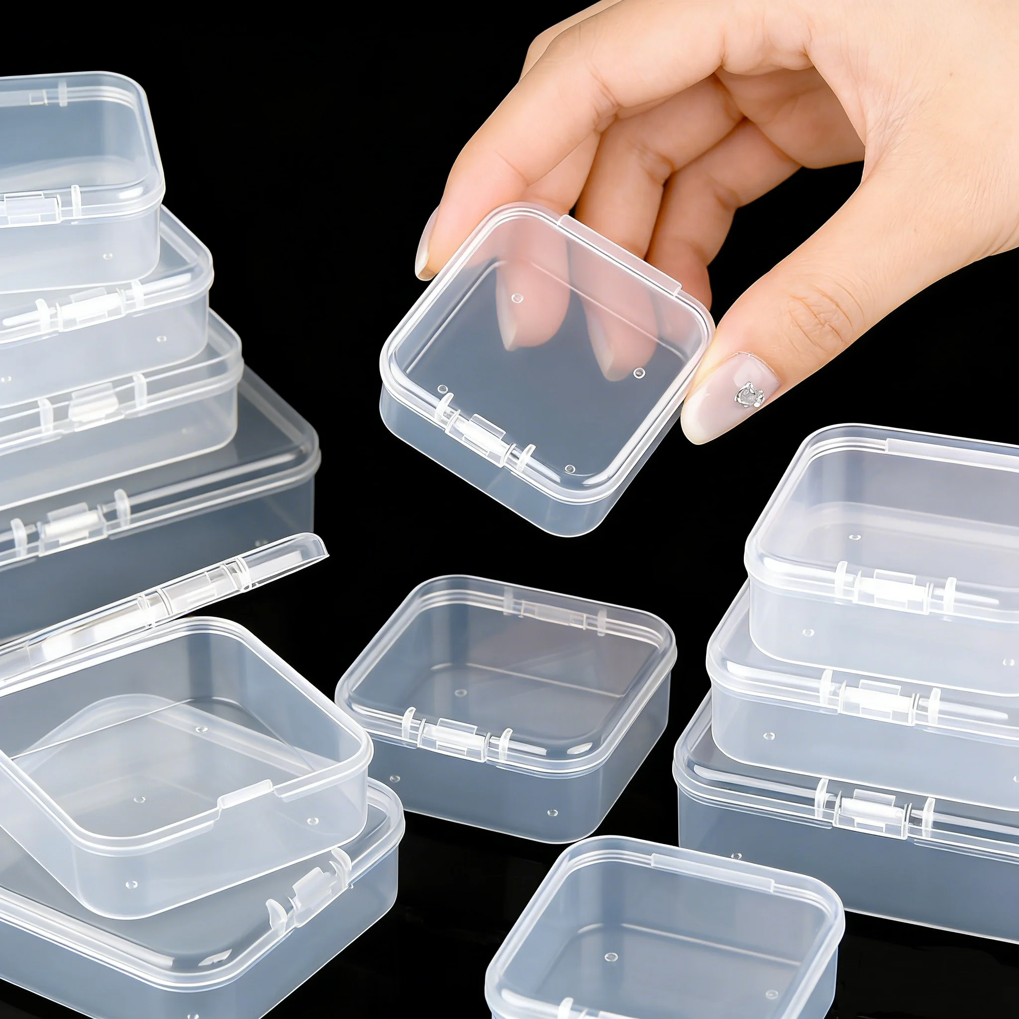

10Pcs/Lot Mini Plastic Box Rectangular Box Storage Box Translucent Box Packing Box Dustproof Durable Strong Jewelry Storage Case