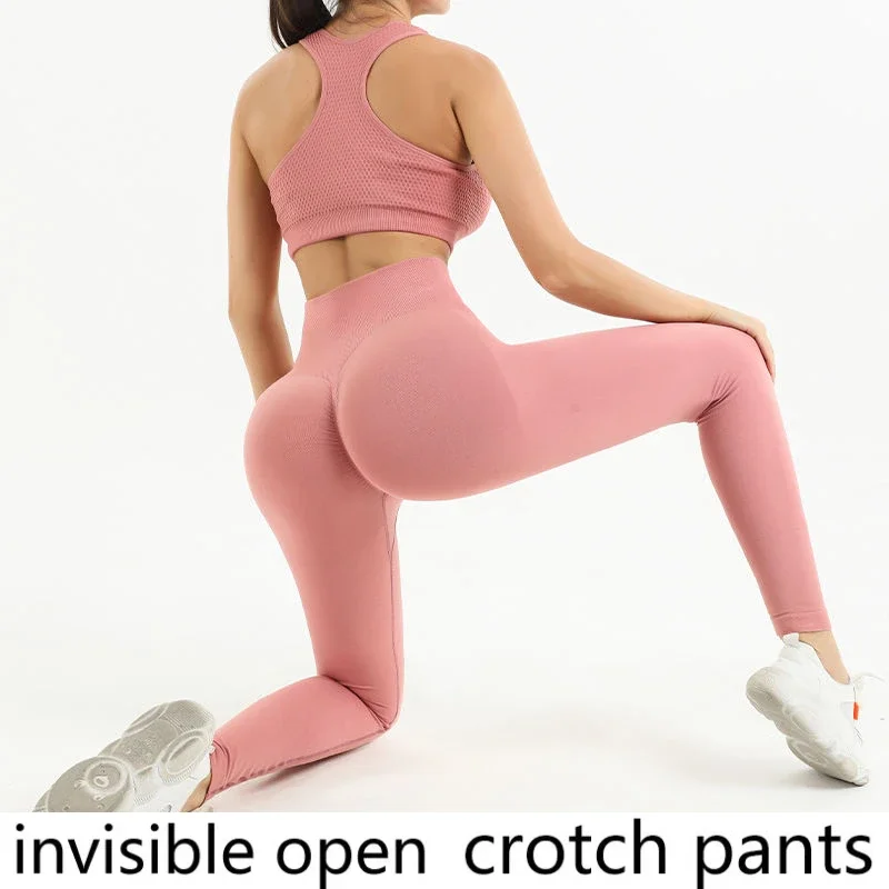 Open-Seat Pants Women\'s Peach Hip Sports Workout Elastic Tights Invisible Zipper Sexy Leggings for Field Sex Free  Christmas