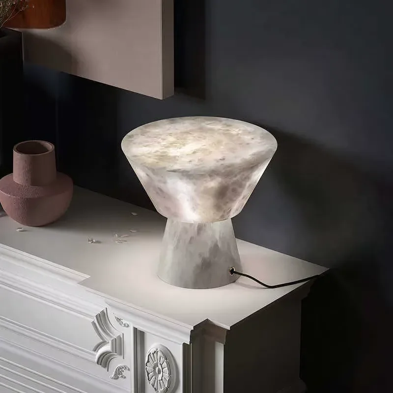 French Light Natural Marble Modern Simple LED Table Lamp Soft Warm White stone Dimmable E26/E27 for