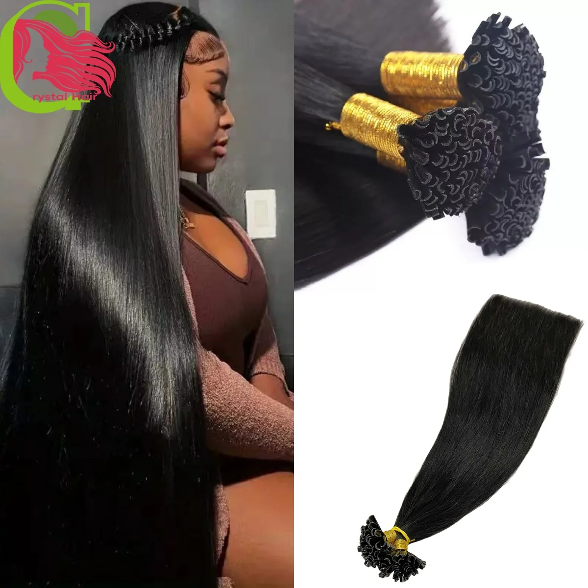 Fusion U Tip Echthaarverlängerung Balayage Farbe Keratin Kleber Perlen vorgebundene Echthaarverlängerungen 50g Maschine Remy
