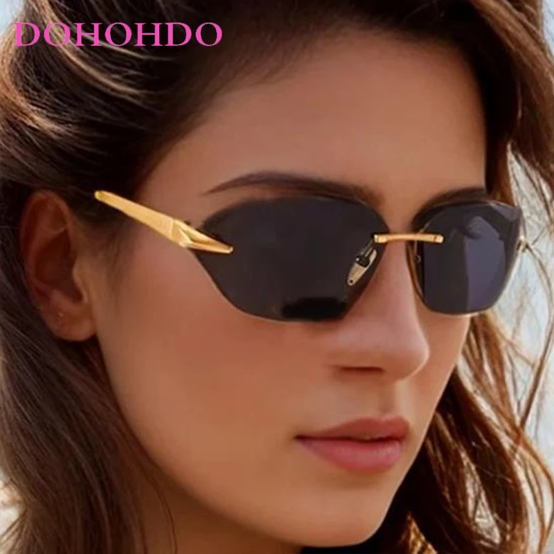 

Punk Rimless Metal Leg Luxury Women Sungalsses Fashion Designer Brand Men Sunglass Summer Travel Drive Eyewear UV400 Lentes Очки