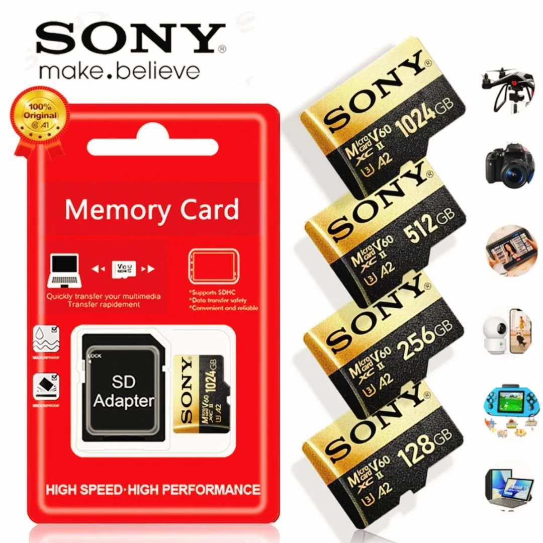 

Sony TF Memory Card 1TB High Speed Micro SD Card 128GB 256GB 512GB 1024GB A2 U3 V30 SD TF Flash Cards For Xiaomi Phone Computer