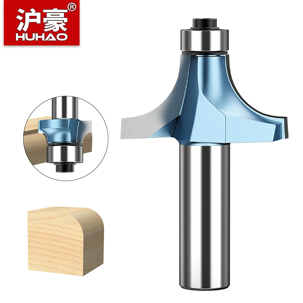 HUHAO 5PCS 1/4 Inch 1/2Inch Shank 6mm Shank Blue Roundover Router Bit Set Carbide Wood Router Bits for Woodworking