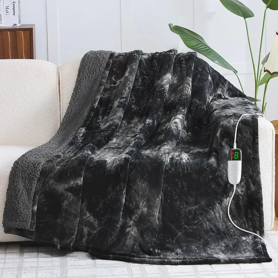 

Heated Electric Blanket Throw, Faux Fur Sherpa Heating Blanket for Sofa Bed, Warm Winter Gifts for Women Men, Heater Lap Blanket