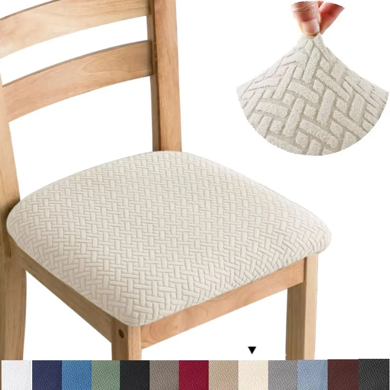 Fundas de asiento para sillas de comedor de jacquard elástico duradero, extraíbles, lavables, elásticas, universales para todo el año.