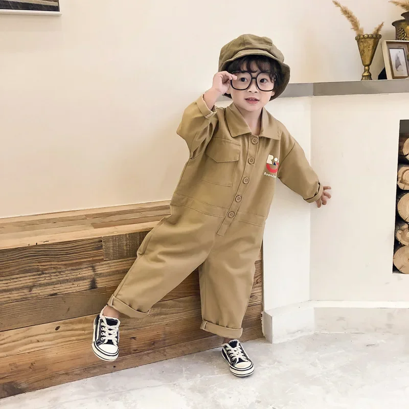 

2025 Spring Kids Jumpsuits Children Loose Long Sleeve Overalls Fashion Korean Baby Girl Clothes Trousers Autumn Child Boys Pants