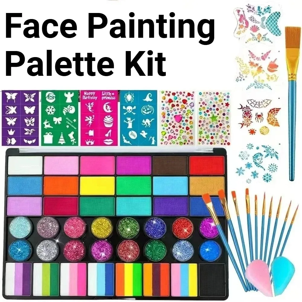 42 Colors Watercolor Paint Set Glitter Paint Vivid Colors Face Painting Palette Kit Easy To Color Body Art