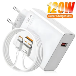 120W USB Charger Fast Charging Type C Data Cable Type-C Mobile Phone Charger For Samsung Xiaomi Quick Charge Universal EU/US/UK