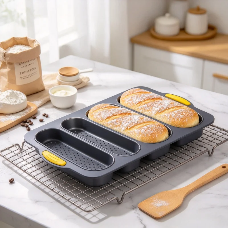 Food Grade Silicone Baguette Tray, Nonstick Anti-scald Bread Baking Mould, Oven Kitchen Accessory for Restaurant & Household