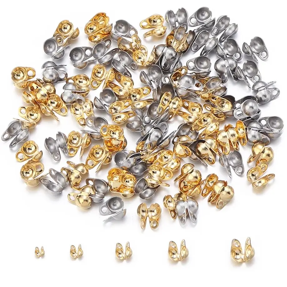 50pcs Stainless Steel  Beads Ball Chain Connector Clasp Crimp End Beads For DIY Bracelet Necklace Chains Jewelry Making Supplies