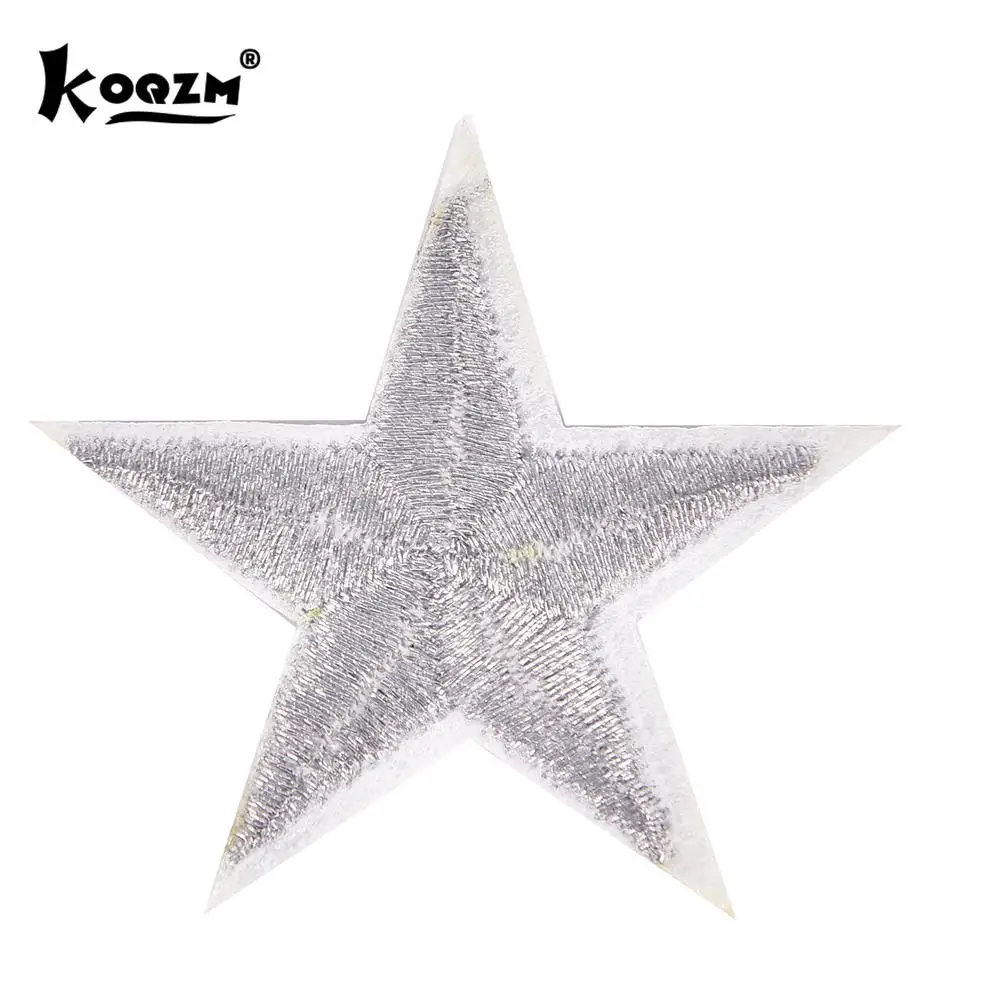 Emblemas bordados estrelas prata, Ferro Em Patches, Motif Applique Adesivos, 10pcs