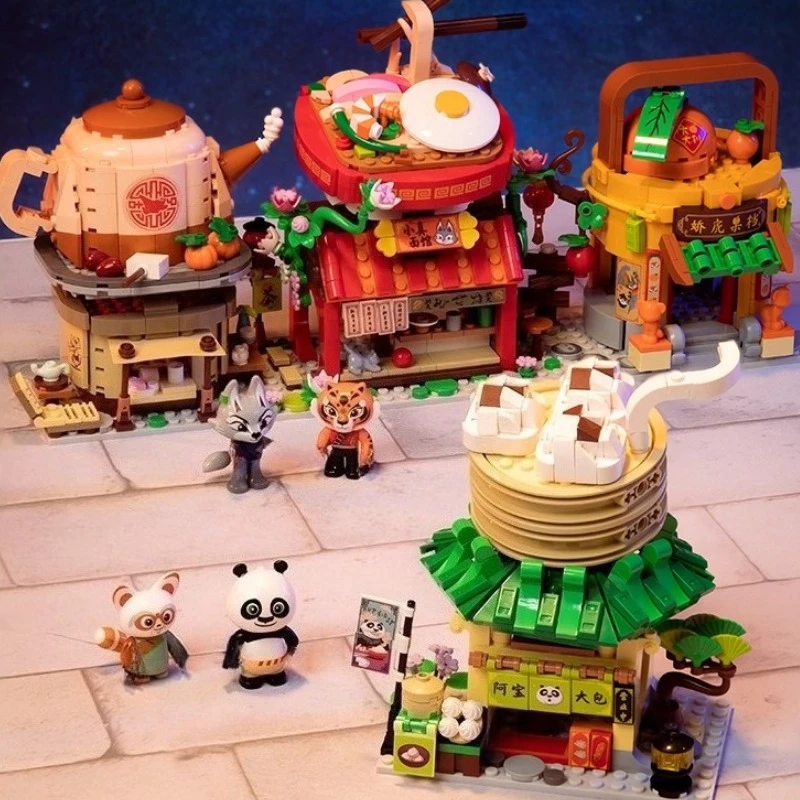 بانتاسي اللبنات الكونغ فو الباندا 4 بو عرض الشارع النمرة ماستر شيفو المرقعة لعبة مجسمة الحلي الهدايا