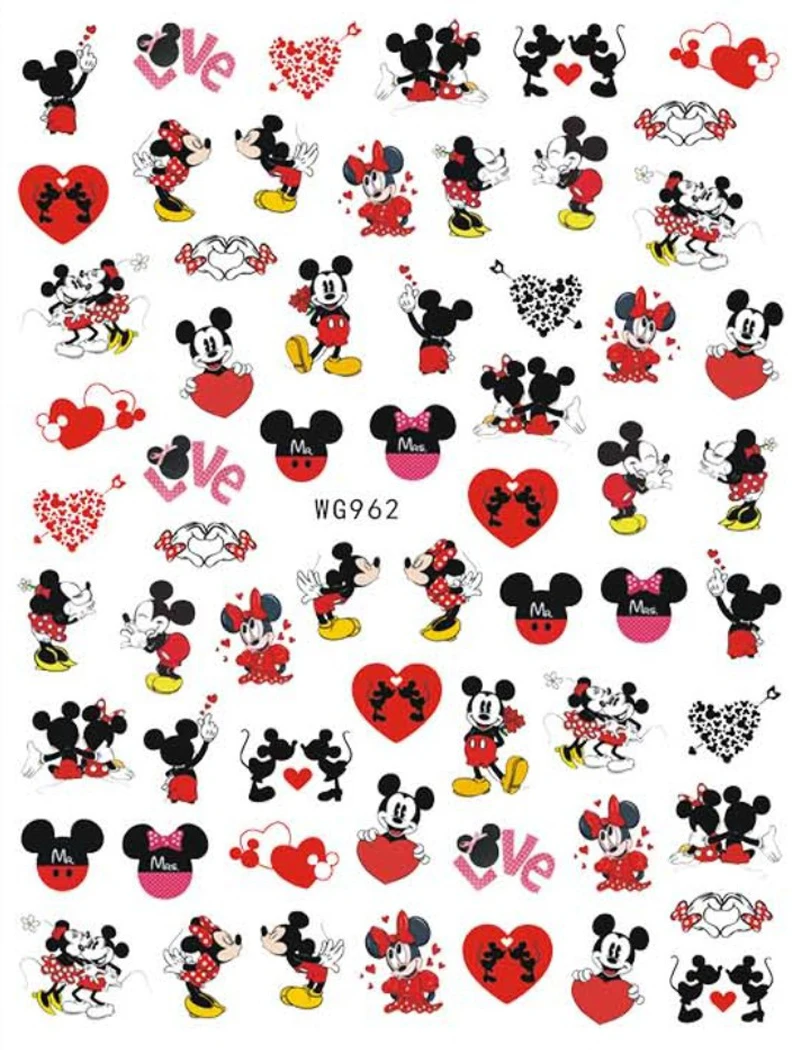 1PCS Disney New Cartoon Mickey Mouse Nail Stickers Nail Art Decoration Stitch Disney Princess 3D Stickers Nail Art Accessories