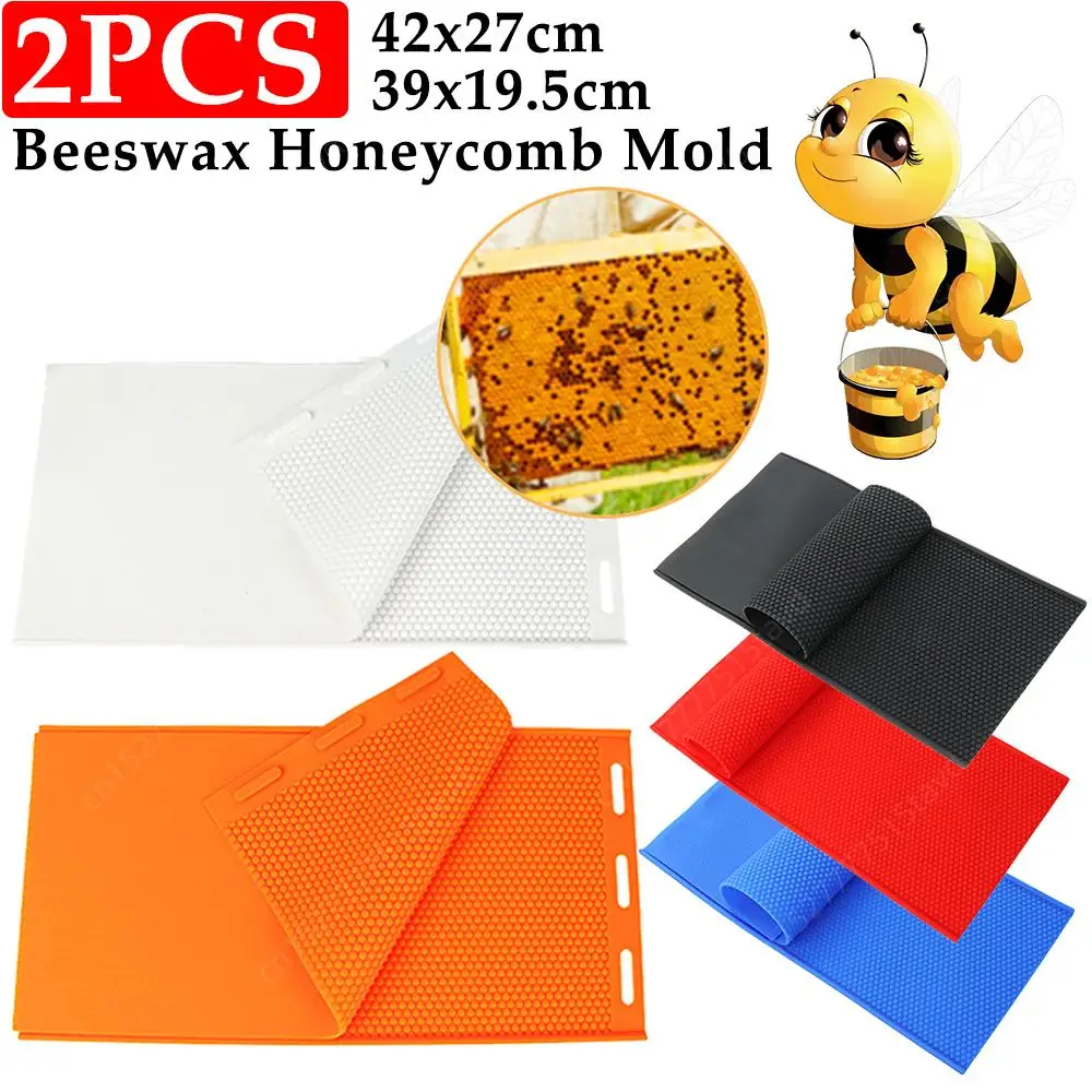 2pcs Bee Hive Basis Press Sheet Mould Reusable Silicone Beeswax Nest Base Piece Mold Lightweight Practical Beekeeping Equipment