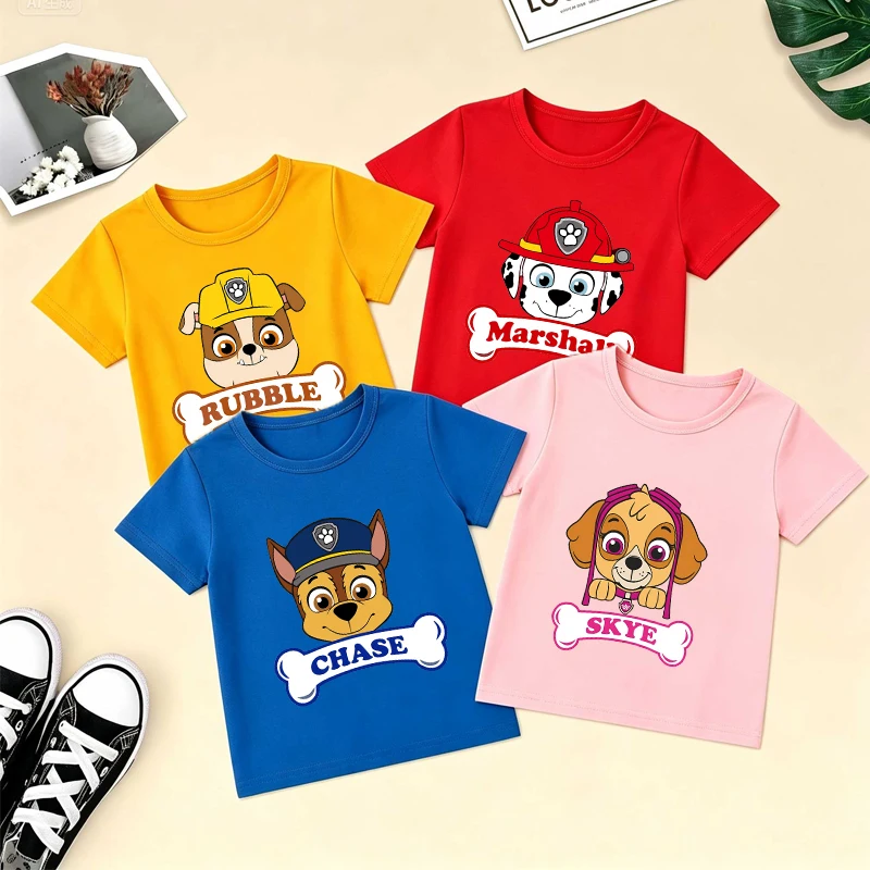 T-Shirt Kinderkleidung Cartoon Anime Paw Patrols Junge Mädchen Kurzarm Sommer Casual Tops Shirts Niedliche Baby-T-Shirts Kleidung