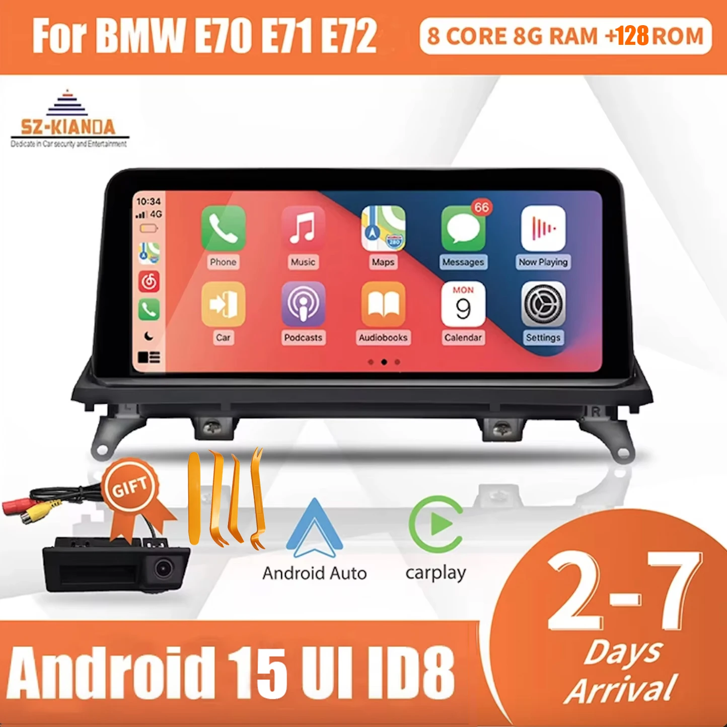Wireless Carplay Android 15 Car Multimedia Screen for BMW X5 E70 X6 E71 E72 CCC CIC Android Auto Radio GPS 4G SIM Idrive Car PC