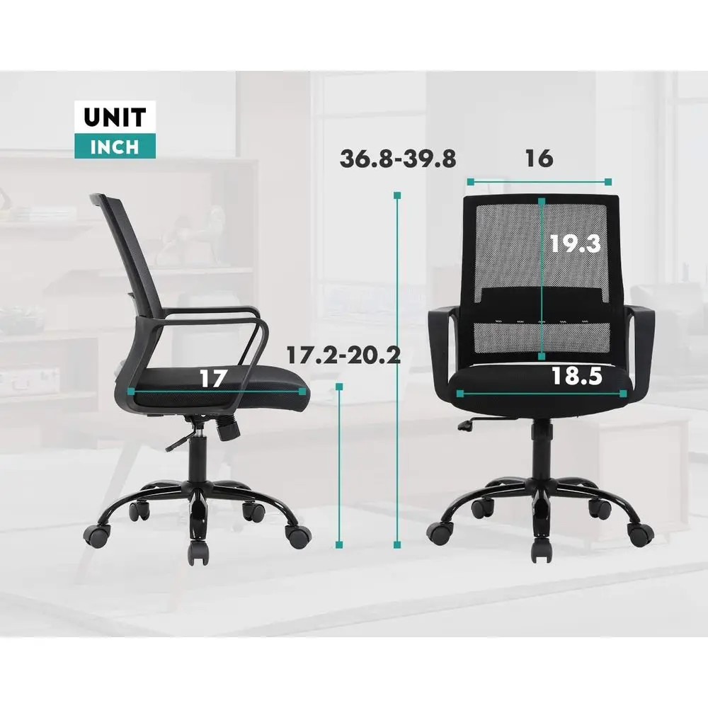 Office Chair Ergonomic Desk Chair Mid Back Computer Chair with Lumbar Support Armrests Breathable Mesh Height Adjustable Chair R