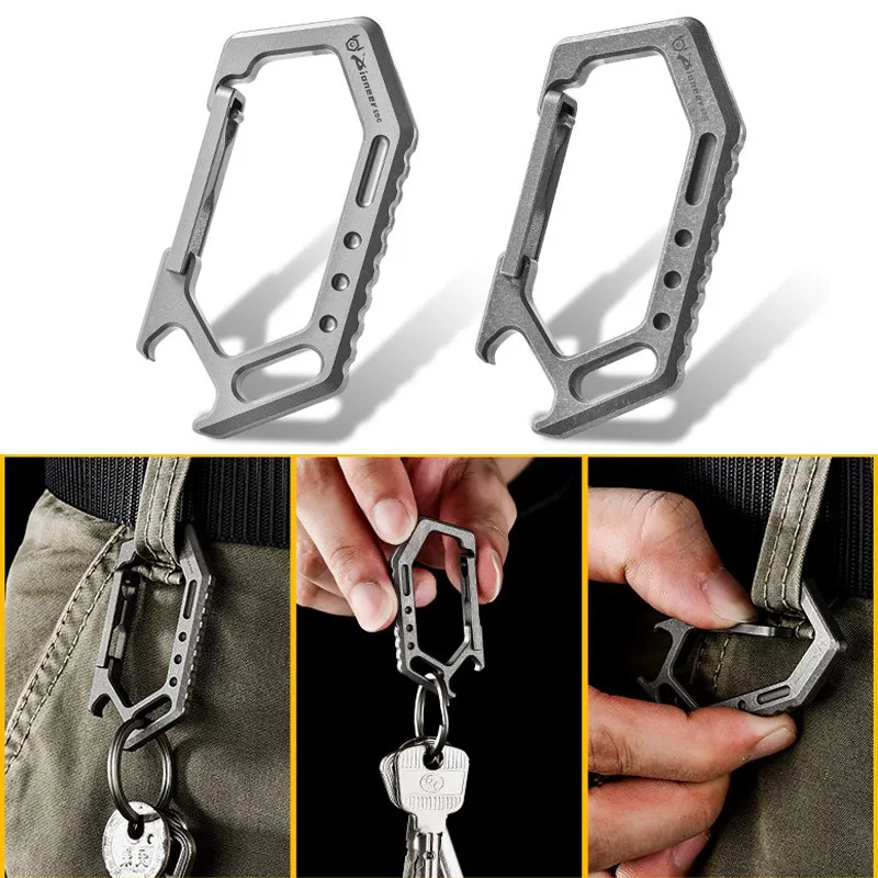 Pocket Waist Belt Car Key Ring Titanium Alloy Keychain Quick Release Carabiner Hook EDC Buckle Multifunctioanl Tools Bottle Open