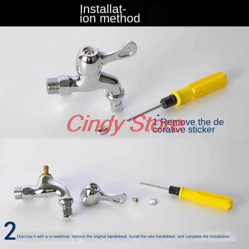 Faucet Handle Switch Handle Accessories Triangle Valve Small Spout Dish Basin Single Cold Quick Open ValveCore Handwheel