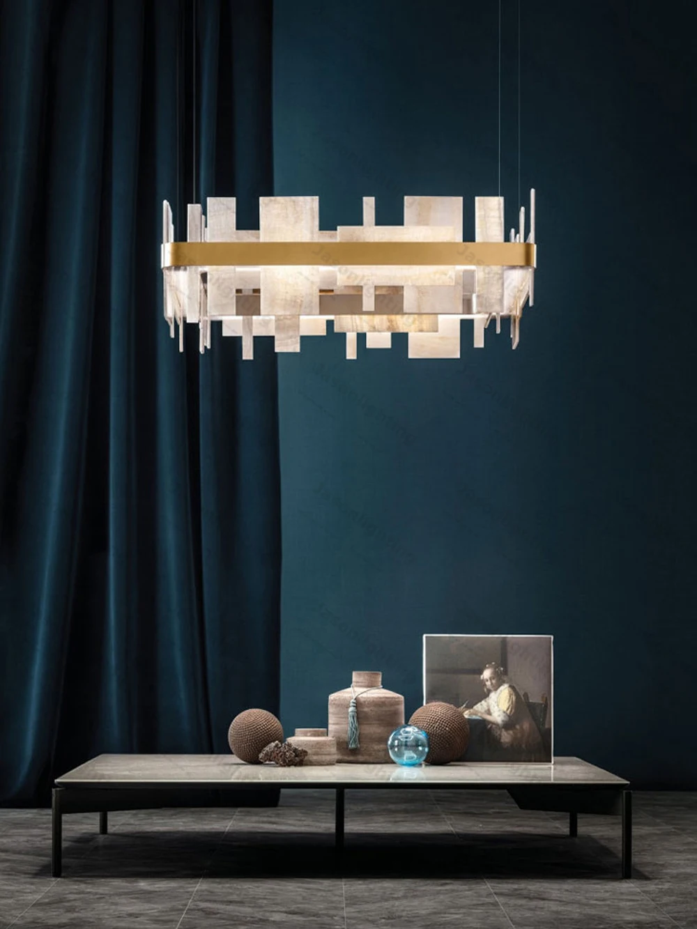 60-180CM Natural Marble Series Dimmable LED Chandelier