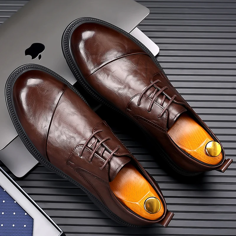 Men's shoes Luxury brands High-quality oxfords Men's casual lace-up dress shoes Genuine leather loafers Moccasins Office shoes