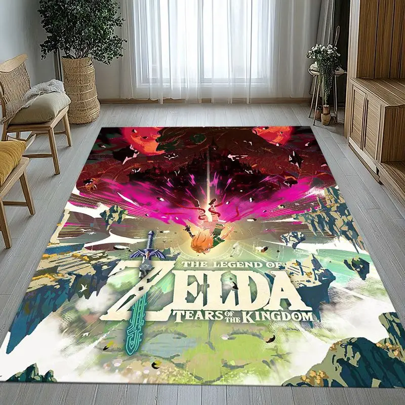 Classic Game Z-Zelda Hylian Crest Link Non-Slip Large Area Rug for Living Room,Bedroom Playroom Carpet Mat for Sofa,Home Decor