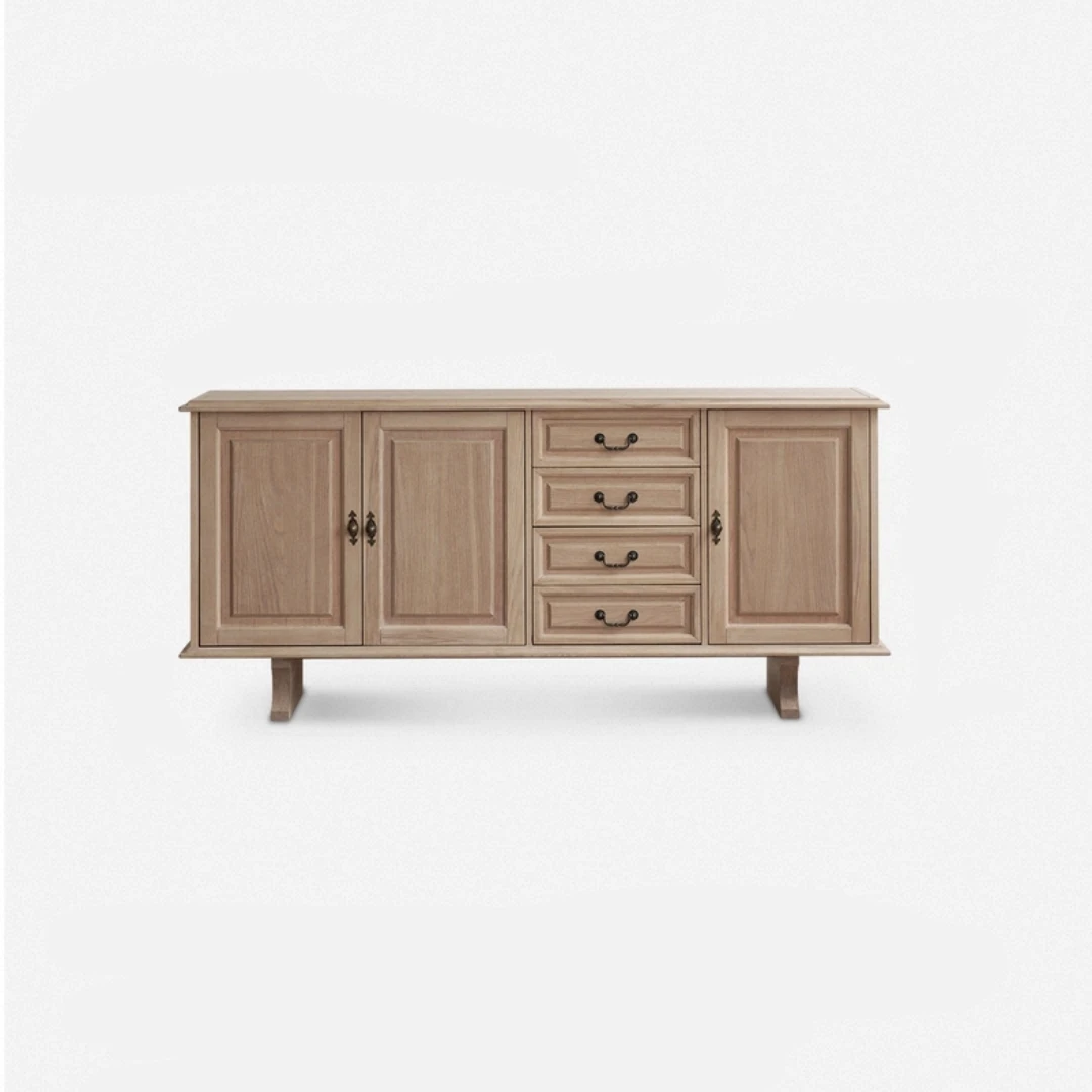 خزانة طعام ذات خزانة تخزين من الخشب الصلب لغرفة المعيشة للشقق الصغيرة المصممة القديمة الوسطى #1