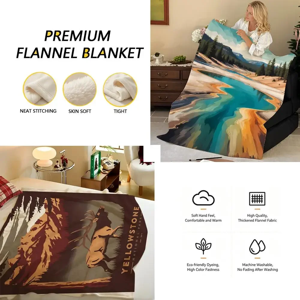 Scenery Y-Yellowstone N-National P-Park Throw Flannel Blanket, Soft Warm, Durable & Washable cute Cool