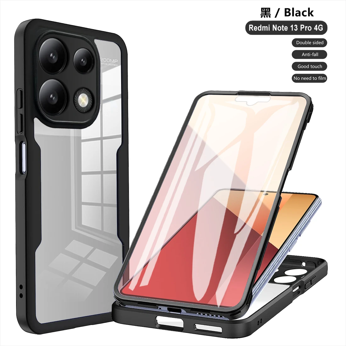 360 Full Shockproof Clear Case For Xiaomi Redmi Note 13 Pro 4G 5G Note 13 Pro Plus 5G Redmi A3 Screen Full Protection Cover