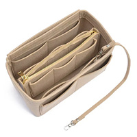 Felt Purse Organizer Insert - Travel Tote Bag Divider with Zipper, Handbag Insert for Longchamp, Neverfull, Speedy & More