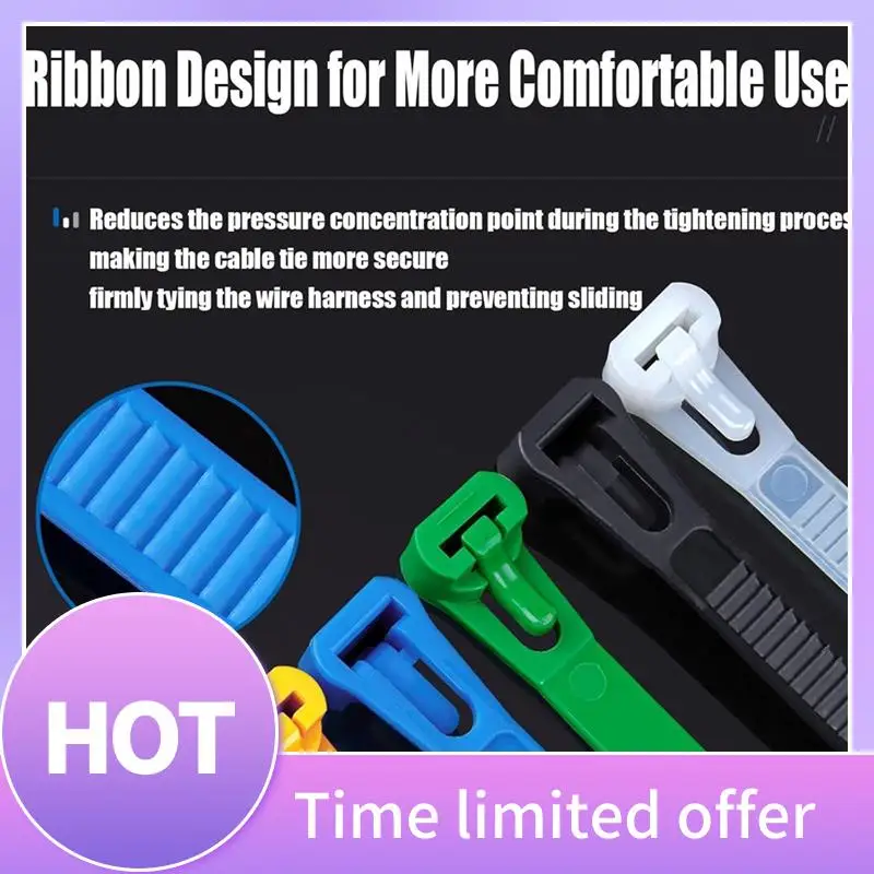 

B69C 100PCS Buckle Self-Locking Premium Nylon Cable Wire Ties,8 X 200Mm Adjustable Reusable Nylon Strap With Buckle