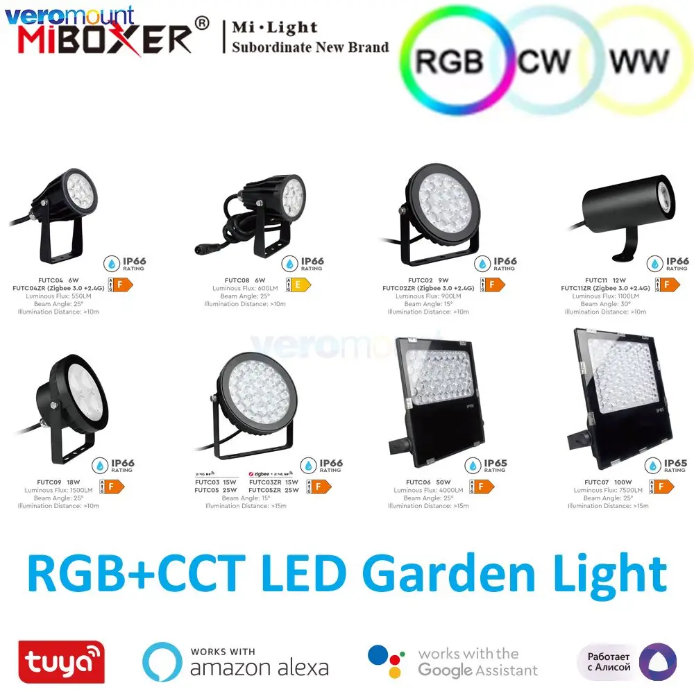 Miboxer 6W 9W 15W 18W 25W Smart LED Lawn Light RGB+CCT Garden Lamp Waterproof Outdoor Lighting 24V 110V 220V Remote APP control