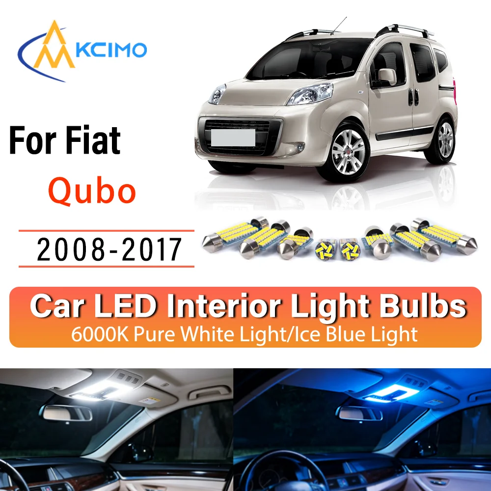 For Fiat Qubo 2008-2017 Wire-Free Steady Illuminating LED Car Interior Bulb Refit Pack Direct Fit Overhead Reading Cargo