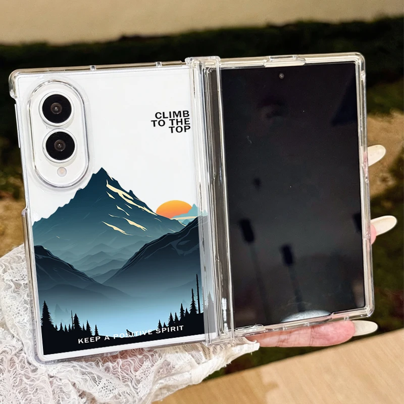 Landscape Pattern Folding Phone Case For Samsung Galaxy Z Fold 8 Ultra 8 7 6 5 Shockproof Hard Cover For Samsung Z Fold8 Fold7