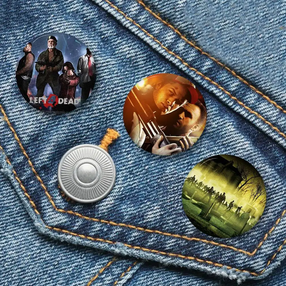 Action Game L-Left 4 Dead Anime Button Pin Handmade Brooch for Clothes Cartoon Badge Backpack Decoration Jewelry Accessories