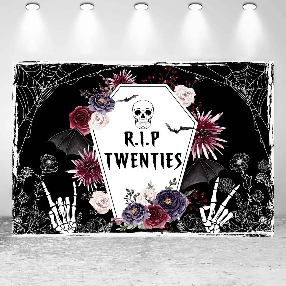 Mocsickaハロウィーンの背景r。I. P. 20周年の誕生日パーティーの装飾は安全な黒の写真の背景スタジオアクセサリー