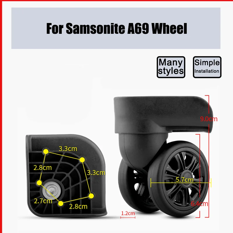 Suitable For Samsonite A69 Universal Wheel Replacement Suitcase Smooth Silent Shock Absorbing Wheel Accessories Wheels Casters