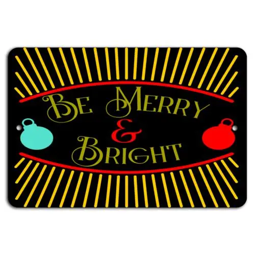 Merry  Bright: Festive Cheer on a Black Canvas!-Aluminum-tin sign