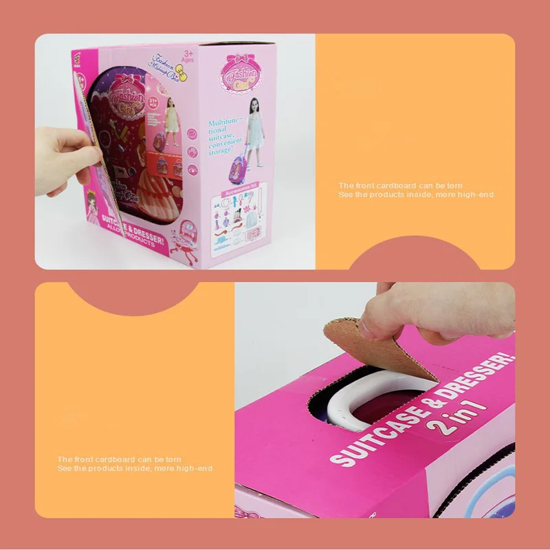 Girl Makeup Toys Cosmetics Playing Box Kids Makeup Dressing Table Girl Toy Play Set Lipstick Suitcase Safety Toys Kit For Kids