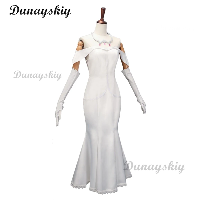 إعادة: صفر إميليا تأثيري مجموعة كاملة أنيمي دقيقة فستان أبيض قفازات قلادة المرأة تحجيم مخصص هالوين/لعب الأدوار/المناسبة