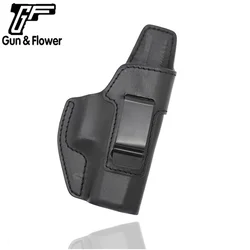 Gun&Flower CZ P10C ,CZ P10S Pistol Leather Case Holder Metal Clip Inside the Waistband Holster Gun Bag,Right Hand