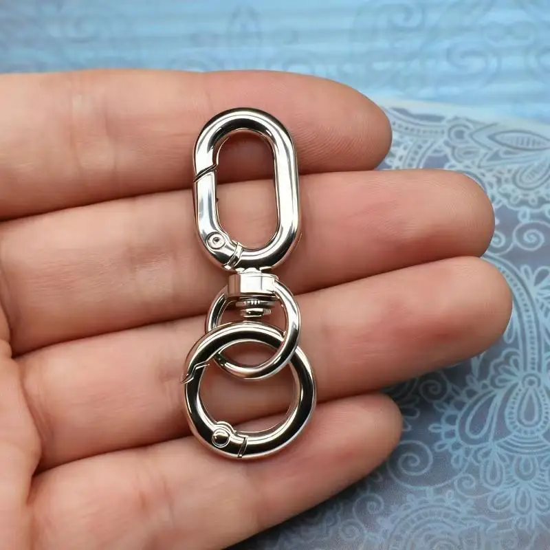 Doppelt öffnende, drehbare Karabinerhaken mit Federmechanismus, 2/10 Stück, robuste Metallverschlüsse für Campingausrüstung und zur Organisation von Schlüsselanhängern. – Detail 10