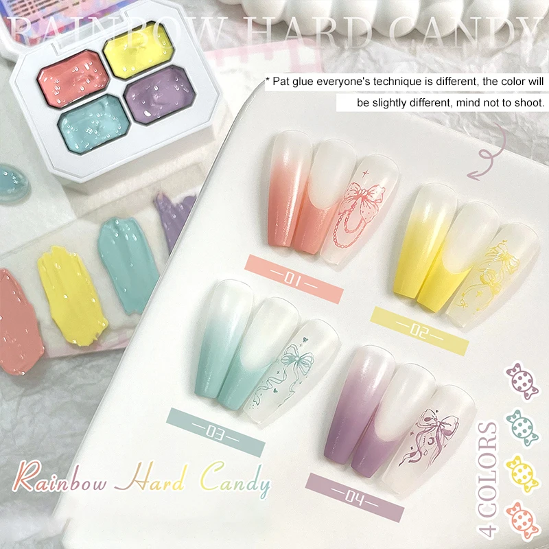 4‑Color Patting Nail Gel Palette, Macaron Candy Solid Nail Gel, Gradient Stamping UV Gel For DIY Nail Art Manicure - view 4
