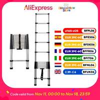 3.8M Telescopic Extension Folding Ladder, 12.5FT Stainless Steel Roof Multi-Purpose Extendable Loft, Max 330 lbs Load