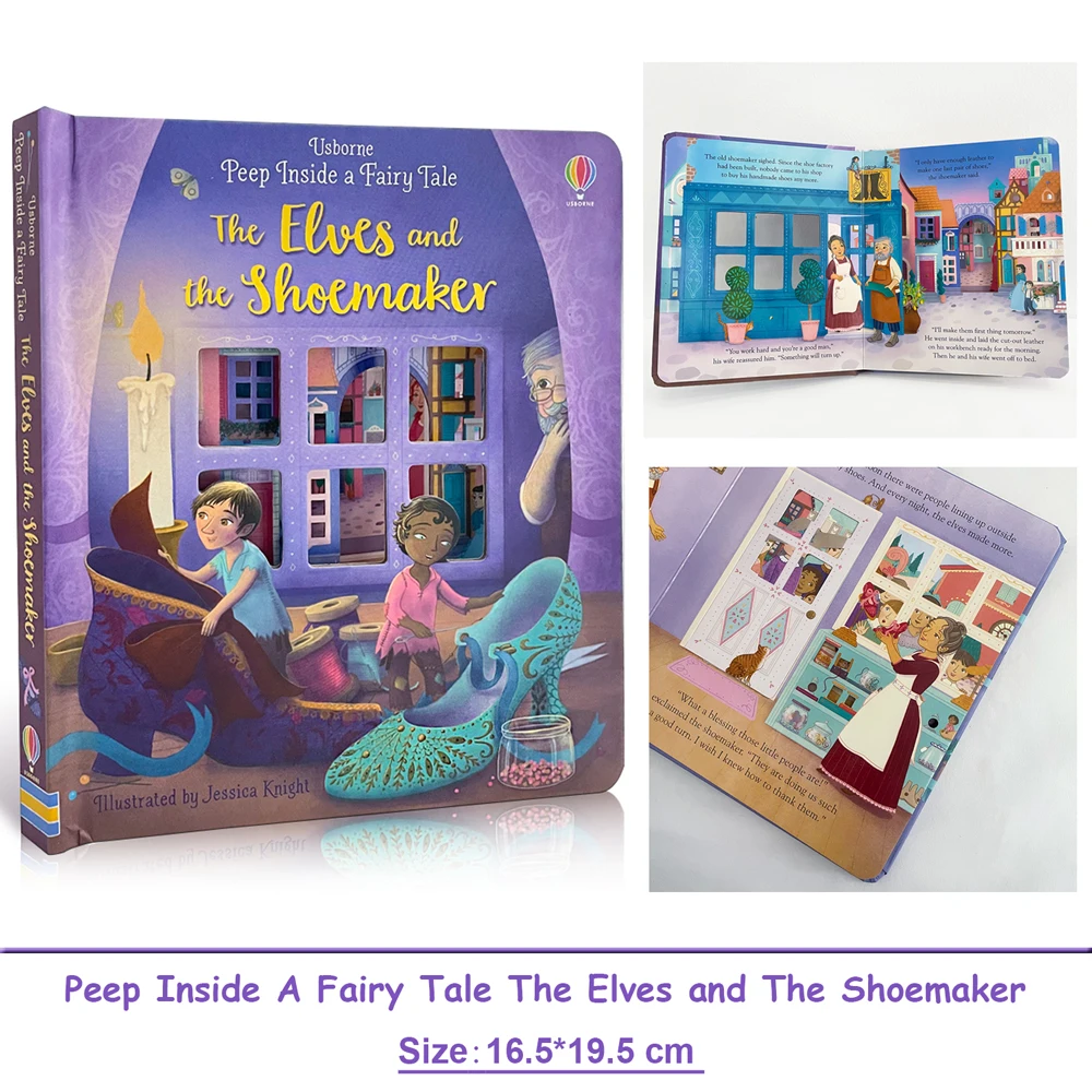 Usborne Peep Inside A Fairy Tale The Elves and The Shoemaker كتاب القصة الإنجليزية التعليمية للأطفال كتب مصورة ثلاثية الأبعاد #1